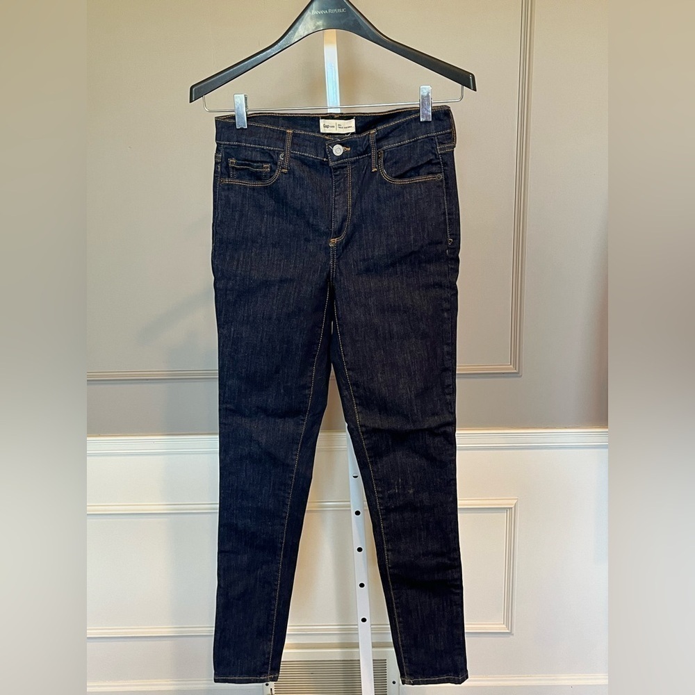Gap True Skinny women's denim jeans long stretch not distressed dark wash 29L
